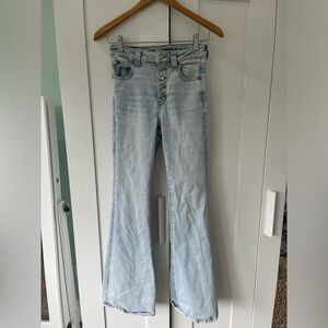 American Eagle lighter was super high rise flare jeans in size 4.